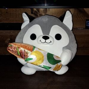 Gray and White Plush Husky Toy